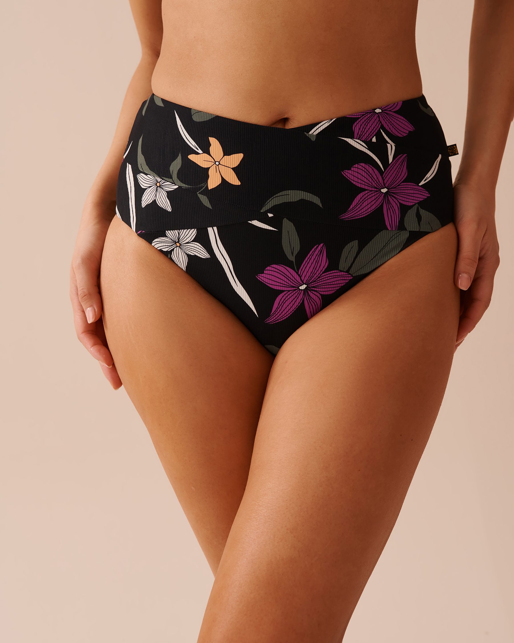 LA VIE EN ROSE AQUA TROPICAL NIGHTS Textured High Waist Bikini Bottom Tropical Nights 70300609 - View1