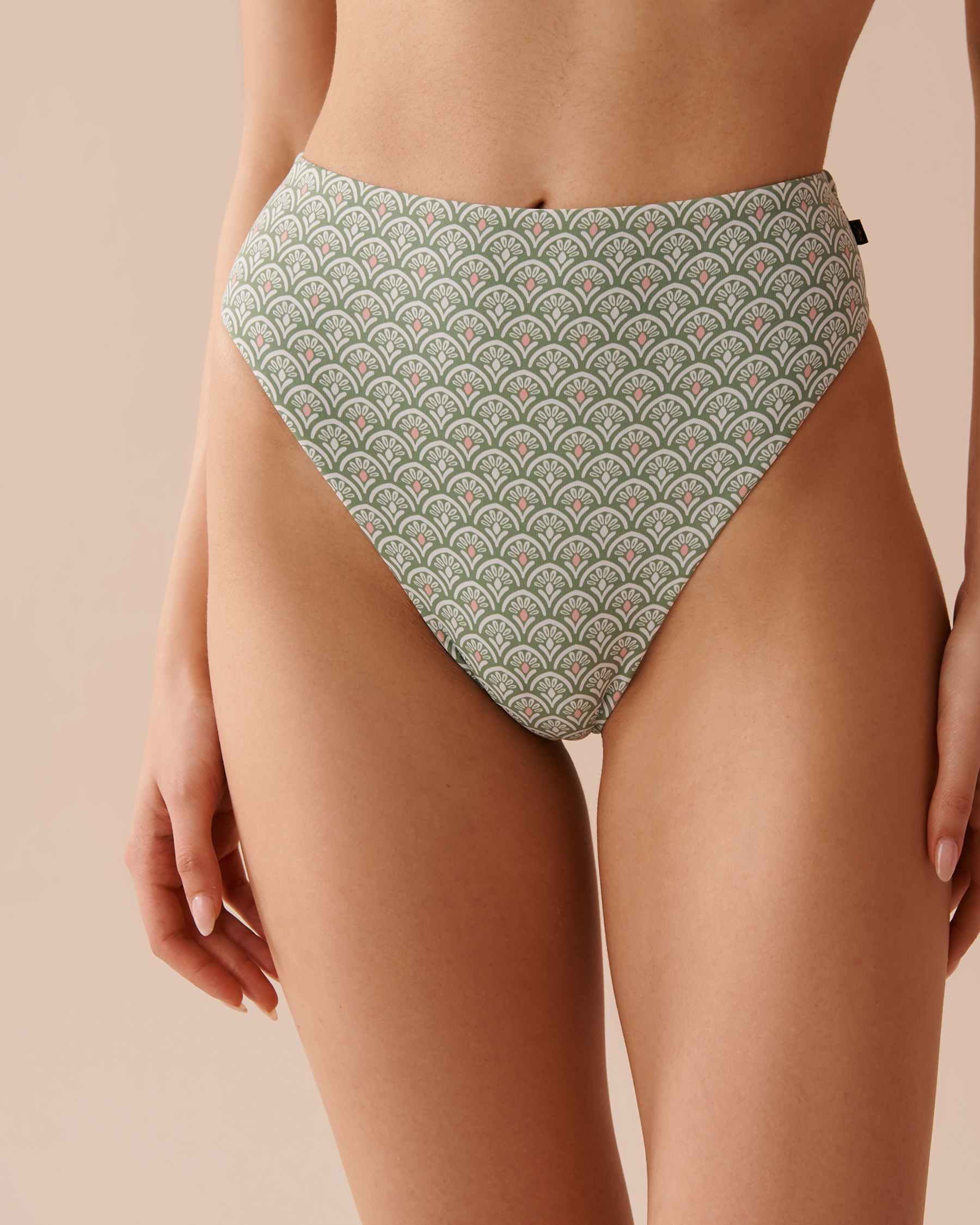 LA VIE EN ROSE AQUA ABSTRACT FLOWERS High Waist Brazilian Bikini Bottom Abstract Flowers 70300611 - View1