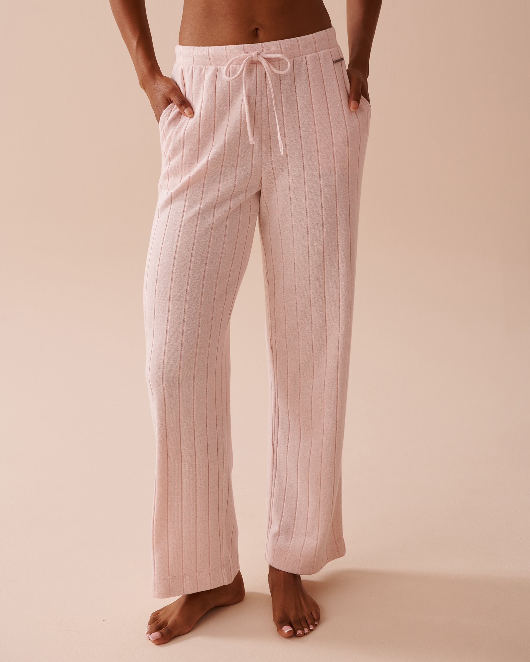 LA VIE EN ROSE Ribbed Wide Leg Pants Pink 50200082 - View1