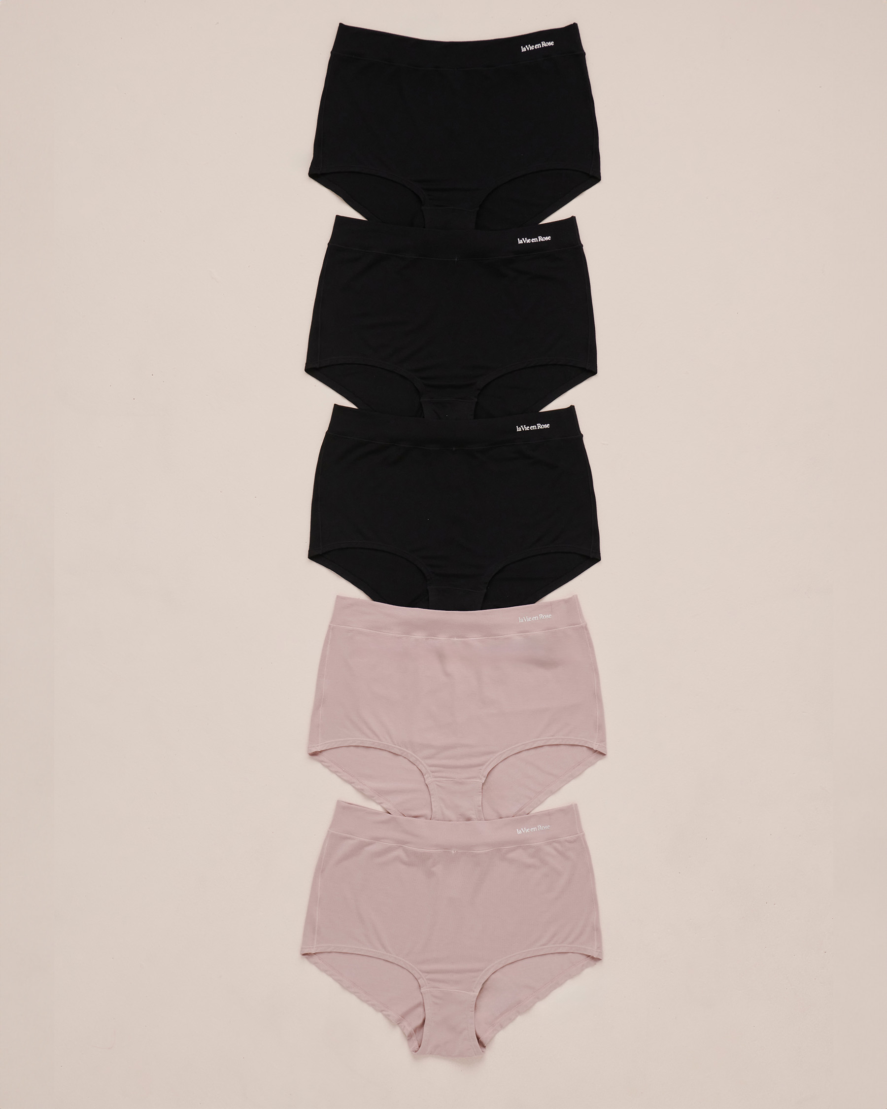 LA VIE EN ROSE 5-Pack Modal High Waist Hiphugger Panty Black/Shadow Grey 20200451 - View1