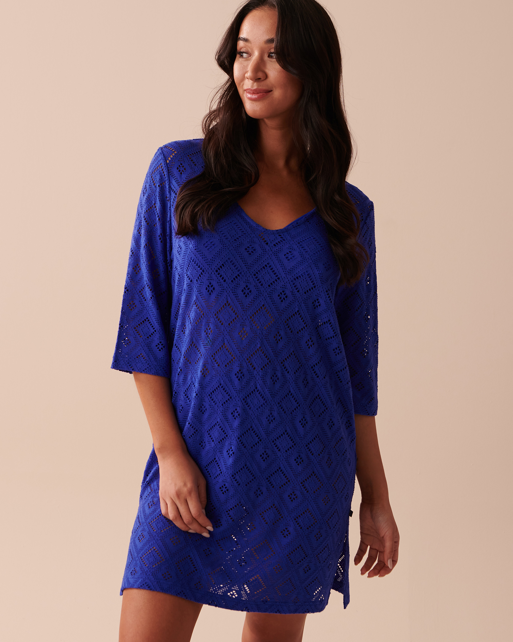 LA VIE EN ROSE AQUA Crochet Tunic Deep Blue 80100019 - View1