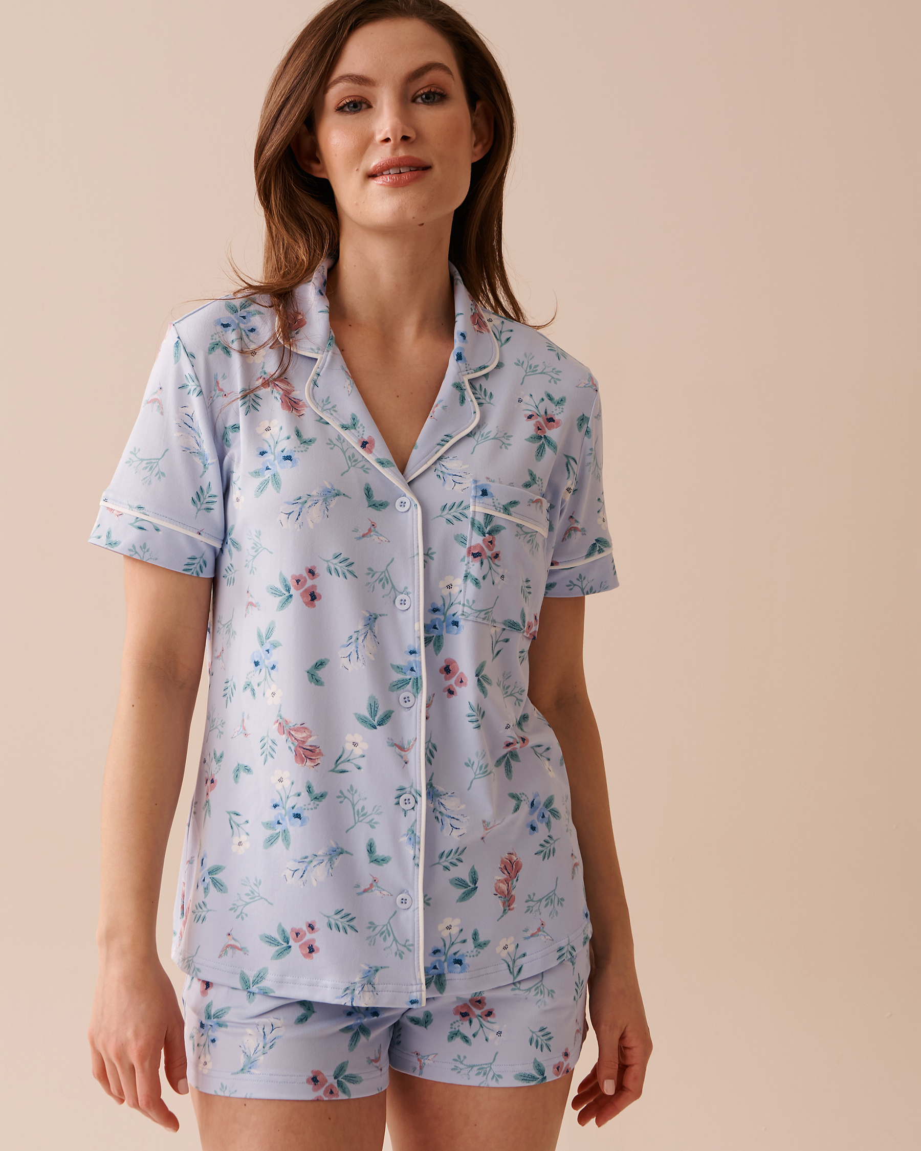 LA VIE EN ROSE Floral Super Soft Short Sleeve Button-down Shirt Spring Garden 40100559 - View1