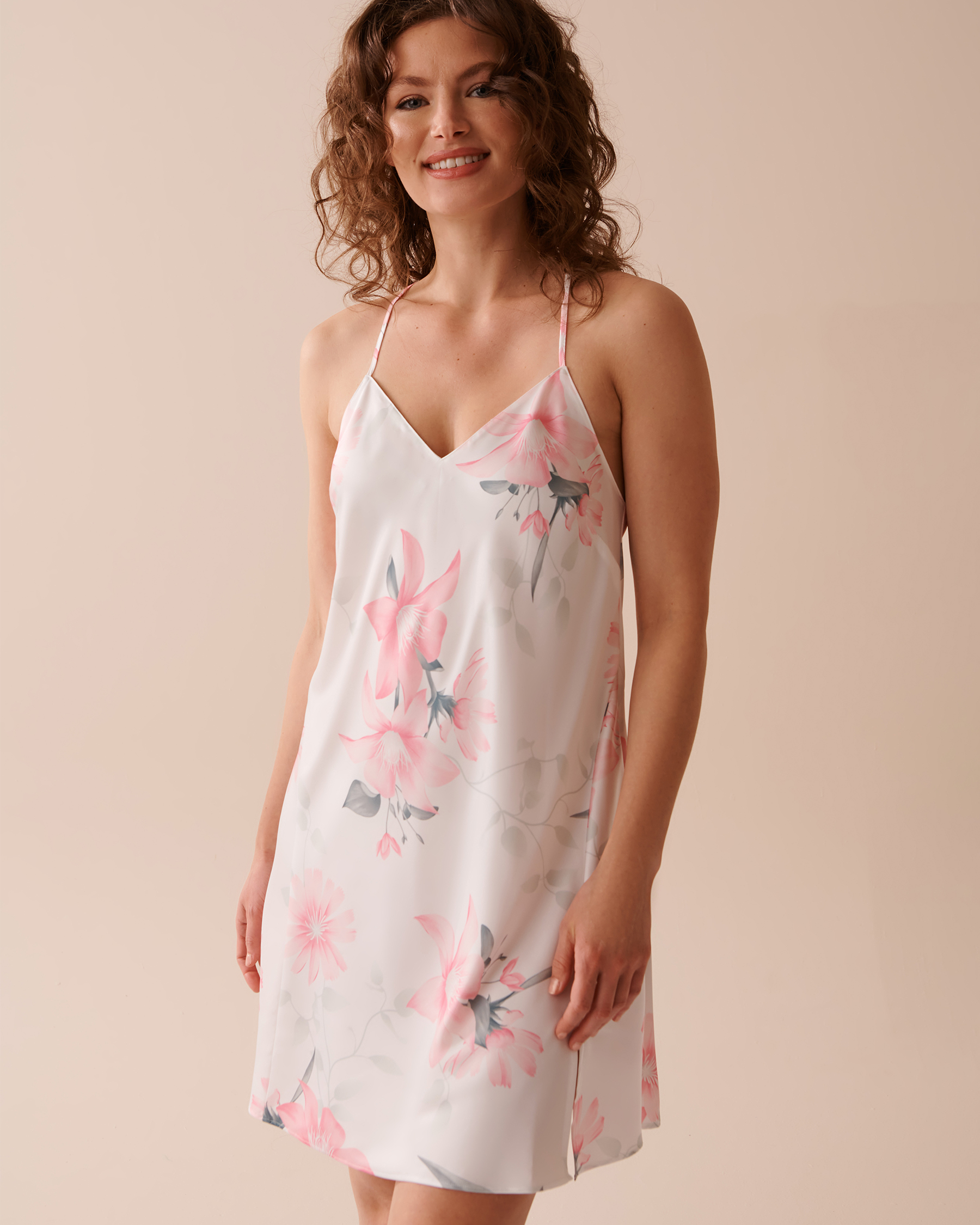 LA VIE EN ROSE Pink Floral Satin Nightie Summer Garden 60500141 - View1