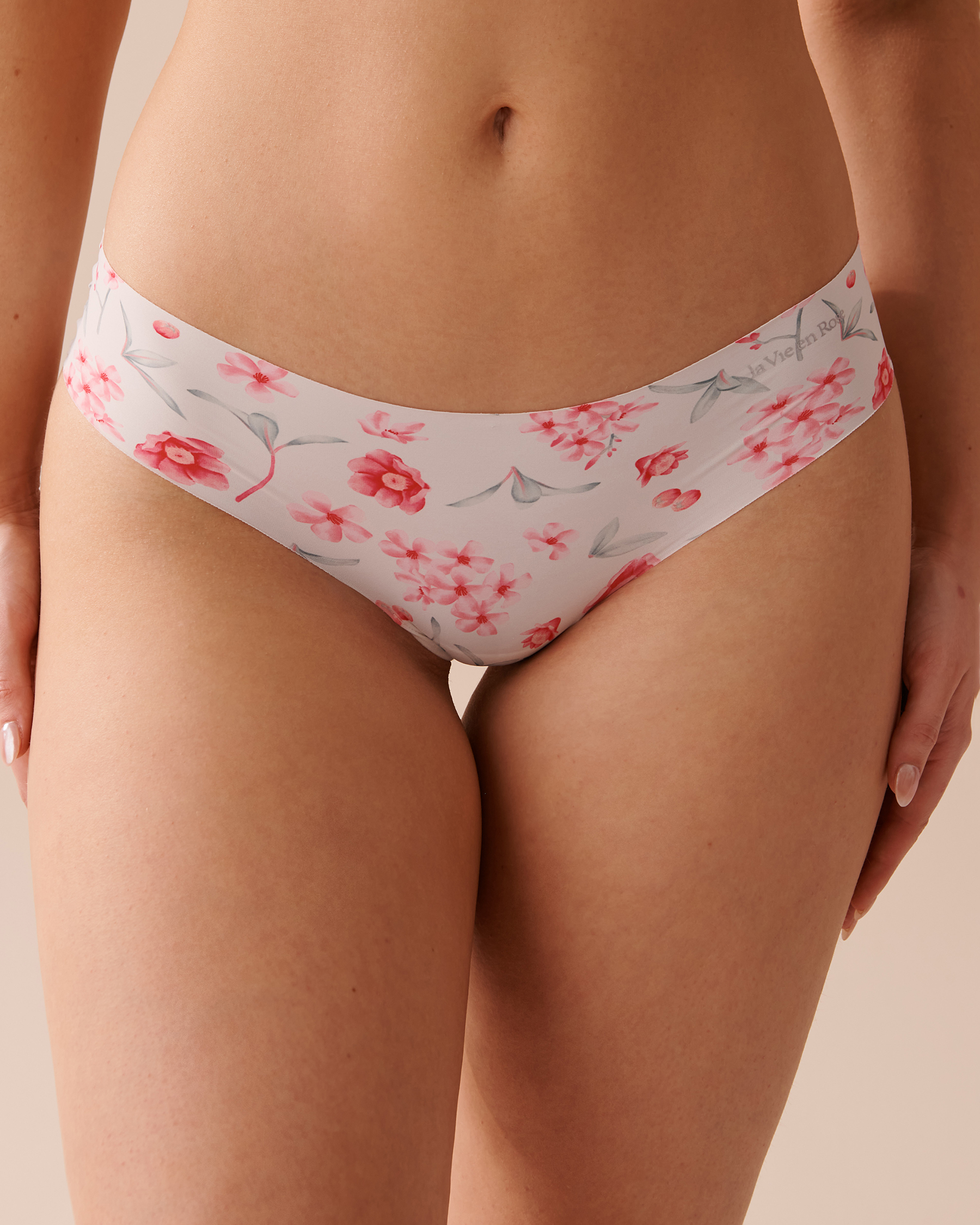 LA VIE EN ROSE Microfiber Invisible Cheeky Panty Pink Flower Garden 20200481 - View1